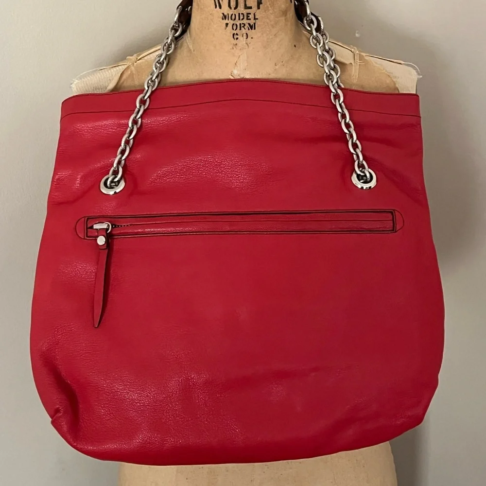 Lanvin Partage Red Handbag Shoulder Bag with Chain Straps - Picture 4 of 7